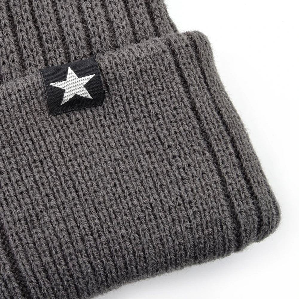 Winter Hats For Men Knitted Wool Solid Color Beanie Hat Men's Warm Skullies Cap Knitting Doulbe Layer Thick Outdoor Ski Bonnet