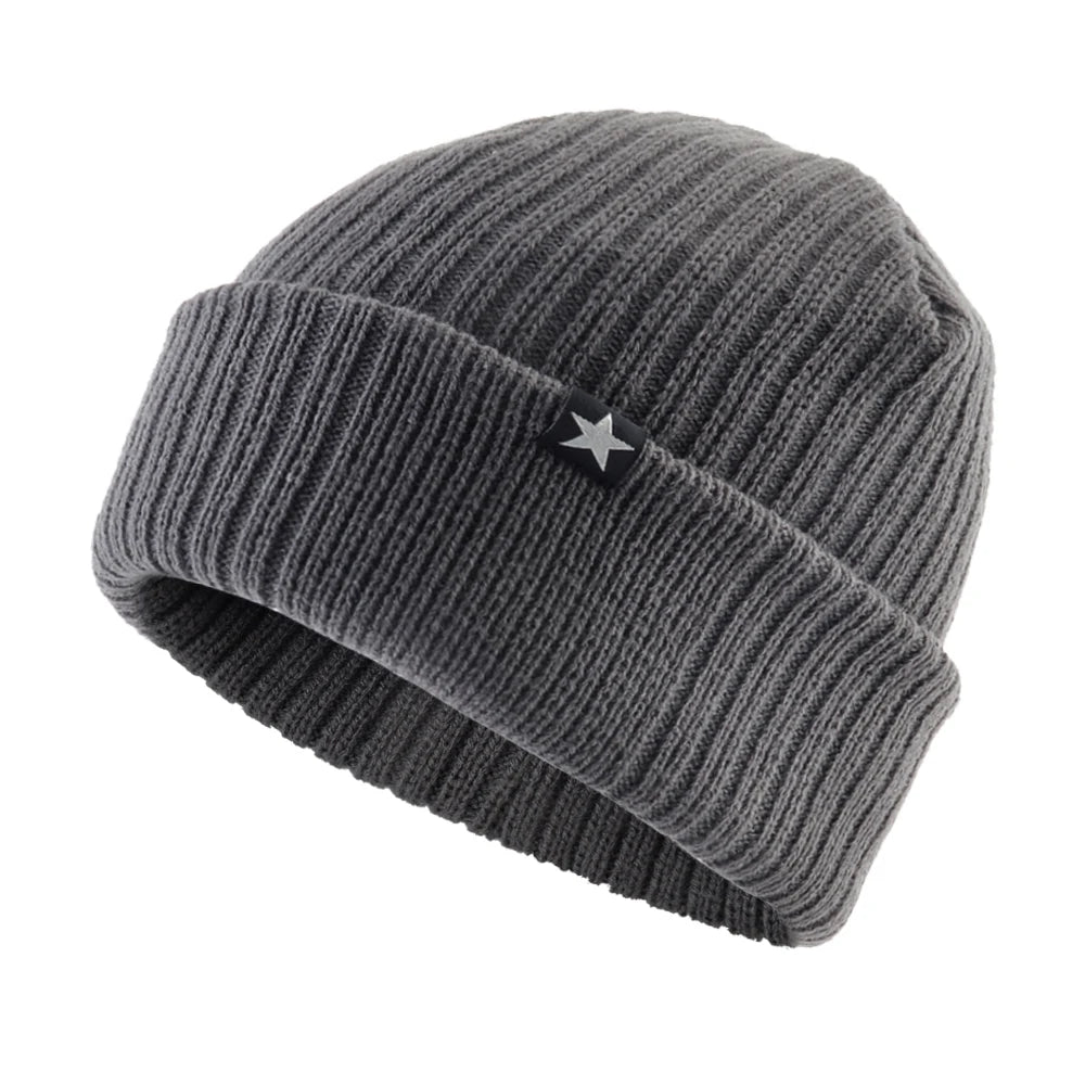 Winter Hats For Men Knitted Wool Solid Color Beanie Hat Men's Warm Skullies Cap Knitting Doulbe Layer Thick Outdoor Ski Bonnet