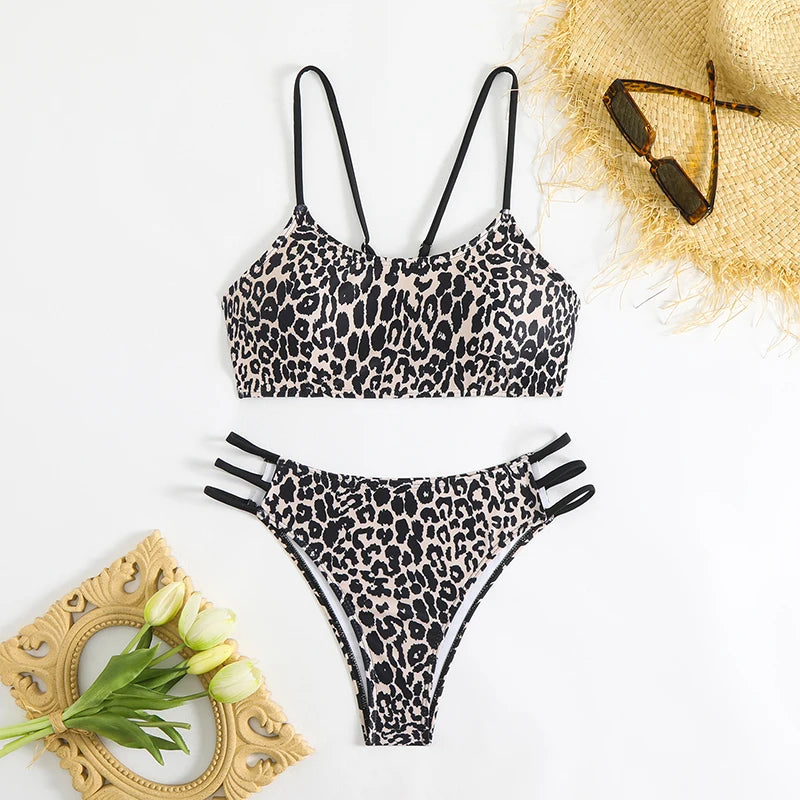 Sexy Leopard Micro Bikini 2025 Women Swimsuit Female Swimwear High Waist Bikinis Sets Bandeau Beach Wear Bathing Suit