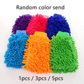 Size M, Car Wash Gloves Chenille Coral Fleece Gloves Washing Wiper Cleaning Towel Auto Dust Washer Mitt Accessories