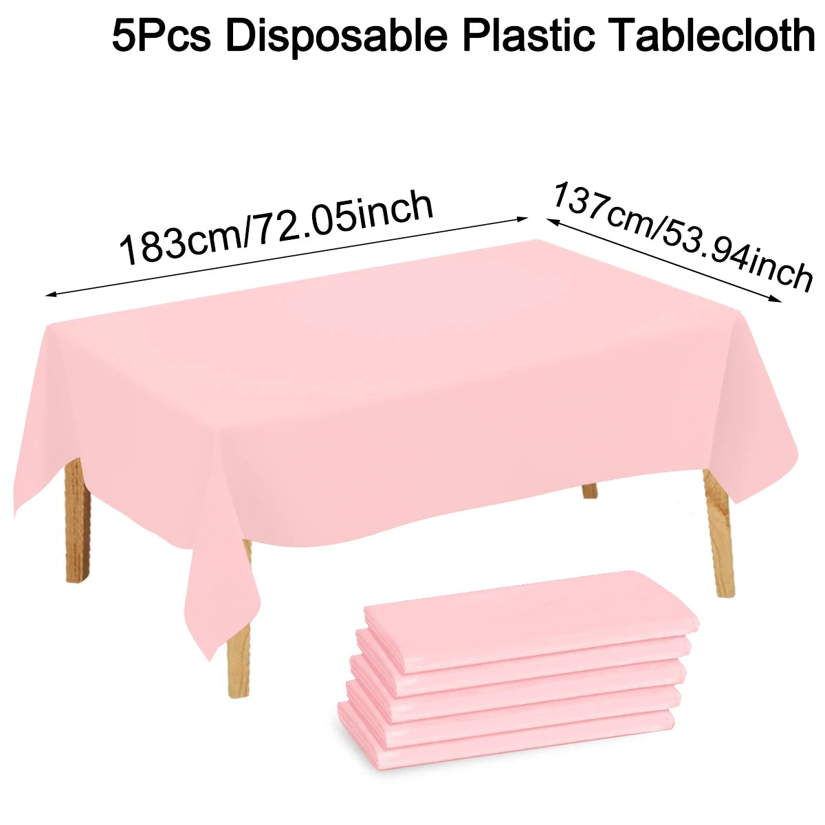 183×137cm Solid Pink Tablecovers Plastic Tablecloth for Wedding Decoration Girls Adult Birthday Party Supplies Table Decor