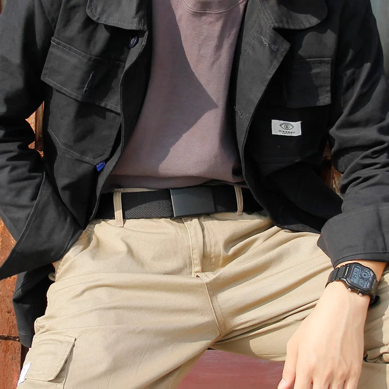 Plus LONG Size 160 150 140 130 120 110 cm Canvas Belts Men Black Automatic buckle Unisex Women Large Big Size Jeans Belts 2023