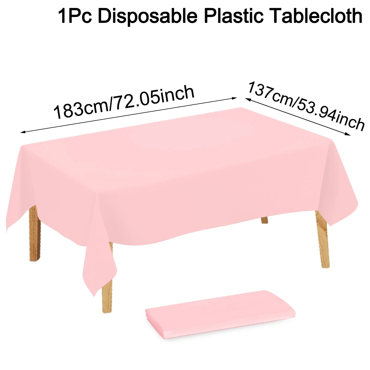183×137cm Solid Pink Tablecovers Plastic Tablecloth for Wedding Decoration Girls Adult Birthday Party Supplies Table Decor