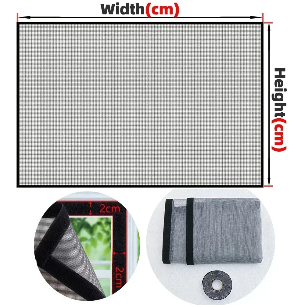 Customizable Size Window Screen No Drilling Removable Reusable Anti-mosquito Window Net mosquito Mesh insect proof for windows ﻿
