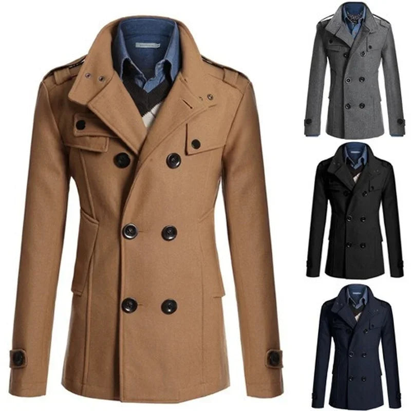 Medieval Coat Man New Men Wool Overcoat For Male Suit Woolen Windbreaker Coats Outer Wear Clothing Detective Cosplay Costumes