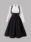 European and American fashion, sunny, large-sized solid color contrast 2-in-1 long-sleeved dress, floor-length dress