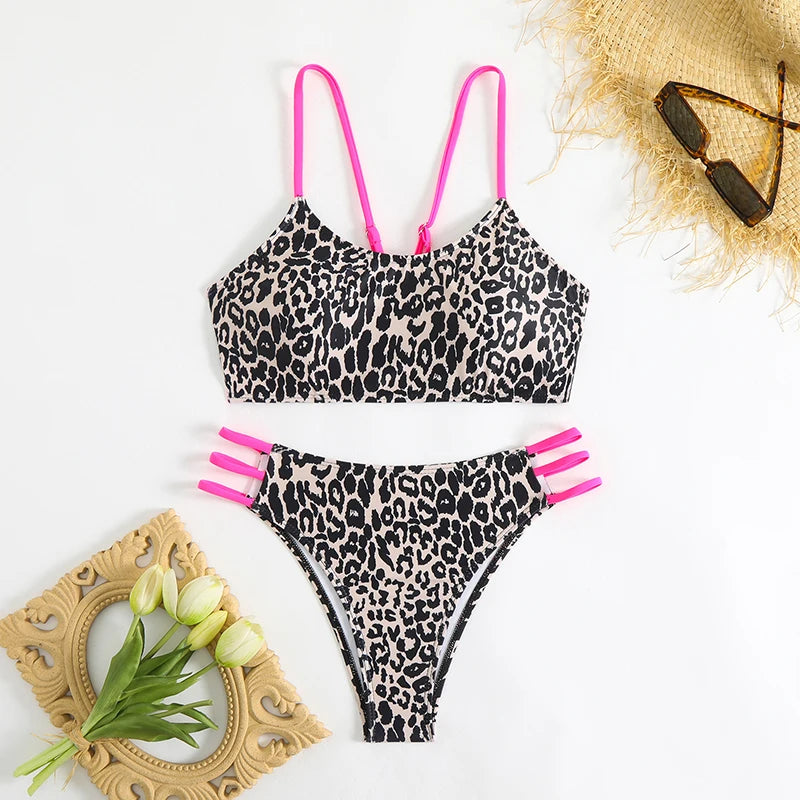 Sexy Leopard Micro Bikini 2025 Women Swimsuit Female Swimwear High Waist Bikinis Sets Bandeau Beach Wear Bathing Suit