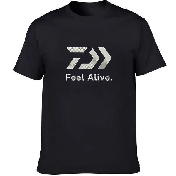 Sport Breathable Graphic T‑Shirt Unisex Men Women Outdoor‑Fishing Letter‑Arrow‑Print Casual Short‑Sleeve Streetwear Tee Tops