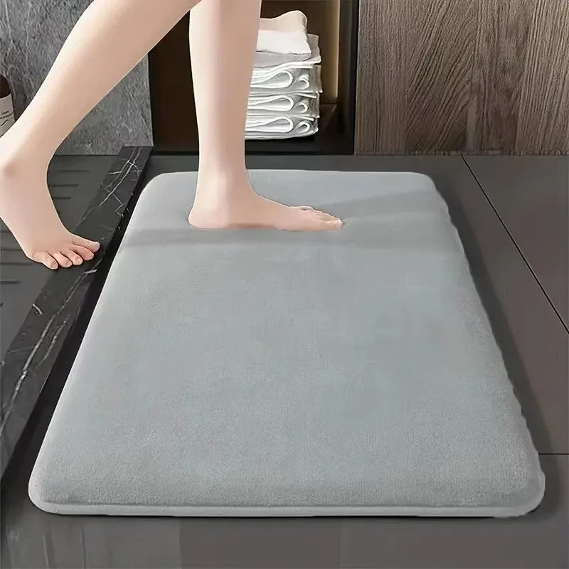 Solid Color Bathroom Mat Bathroom Floor Mat Door Mat Household Non Slip Foot Mat Coral Velvet Absorbent Quick Drying Door Mat