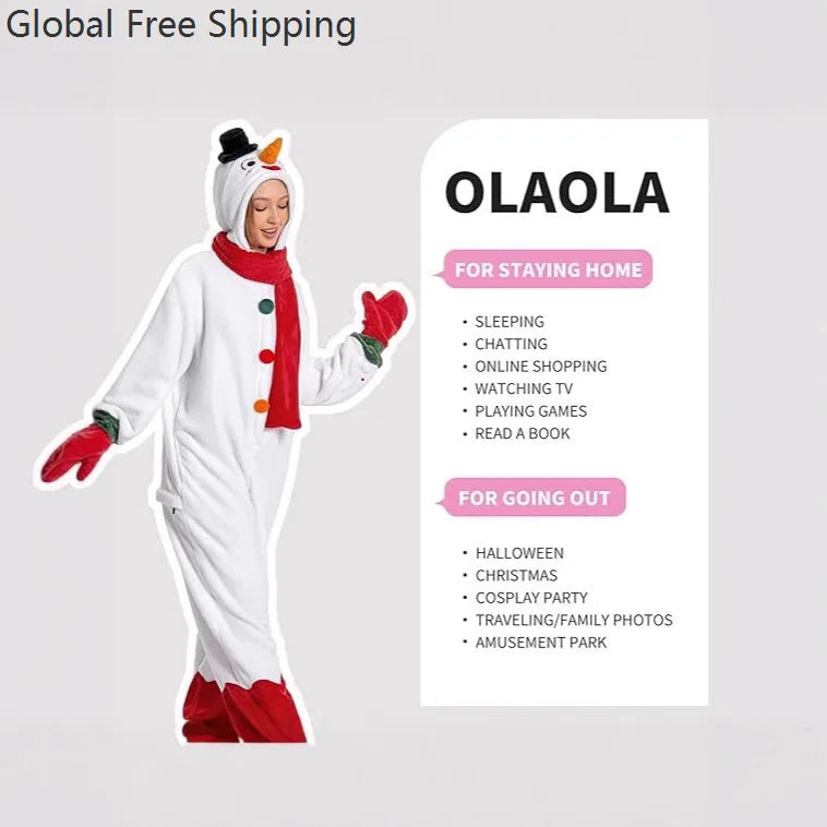 Christmas Adult Children's Christmas Dress Parent-child Plush Onesie Santa Claus Cute Reindeer Snowman Cosplay Home Warm Cloth