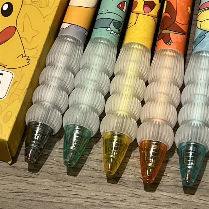 5pcs Pikachu Gel Pen Set Pokemon Ballpoint Pen Cartoon Printing Writing Pen Students Stationery Office Supplies
