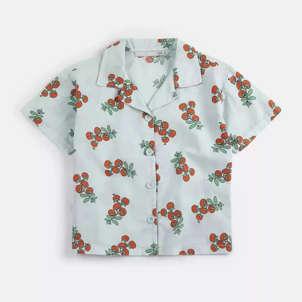 Fashion Girls Dress  Countryside Style Summer Flower Printed Fashion Dresses Baby Kids Skirts Series Outfit Clothing