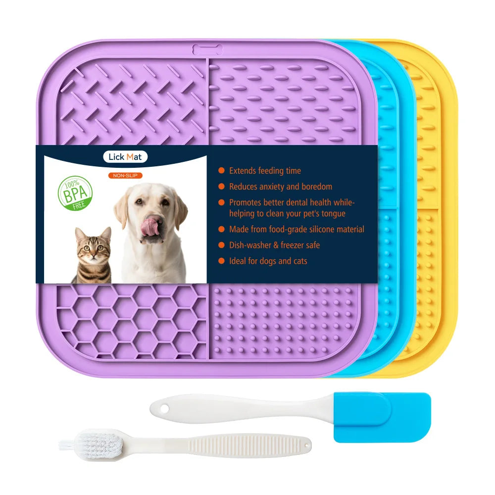 New Pet Silicone Licking Mat Slow Food Maker with Powerful Suction Cup Anti-slip Dog and Cat Feeding Mat Pet Food Mat