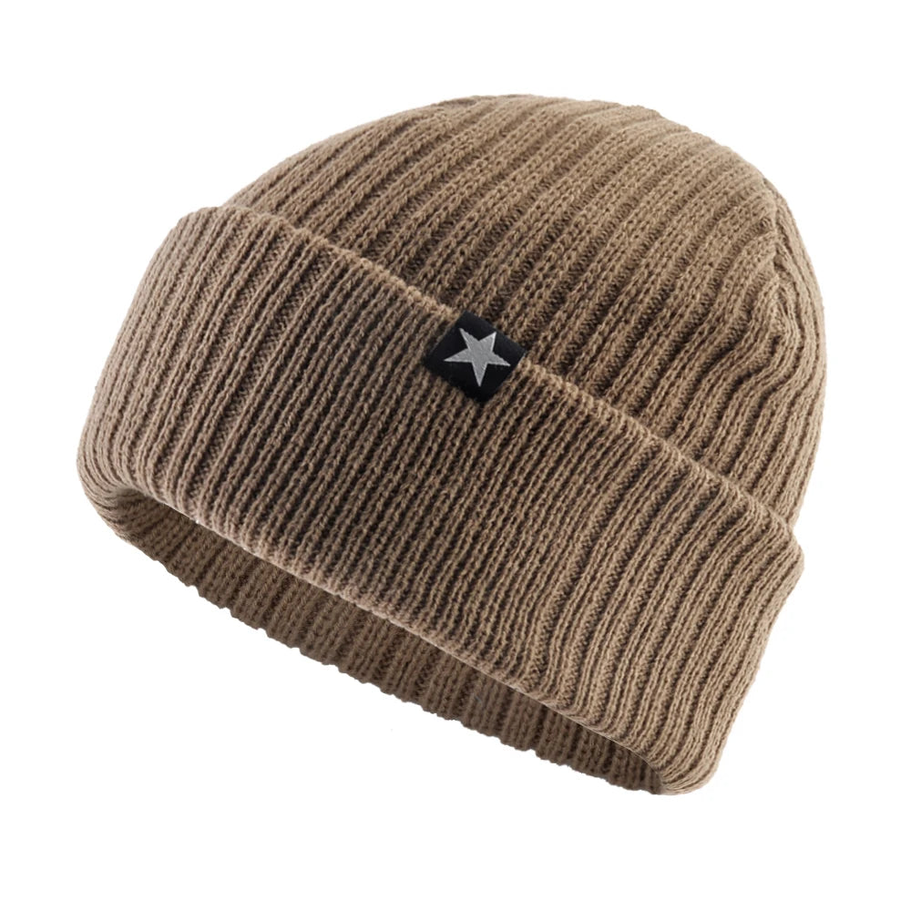 Winter Hats For Men Knitted Wool Solid Color Beanie Hat Men's Warm Skullies Cap Knitting Doulbe Layer Thick Outdoor Ski Bonnet