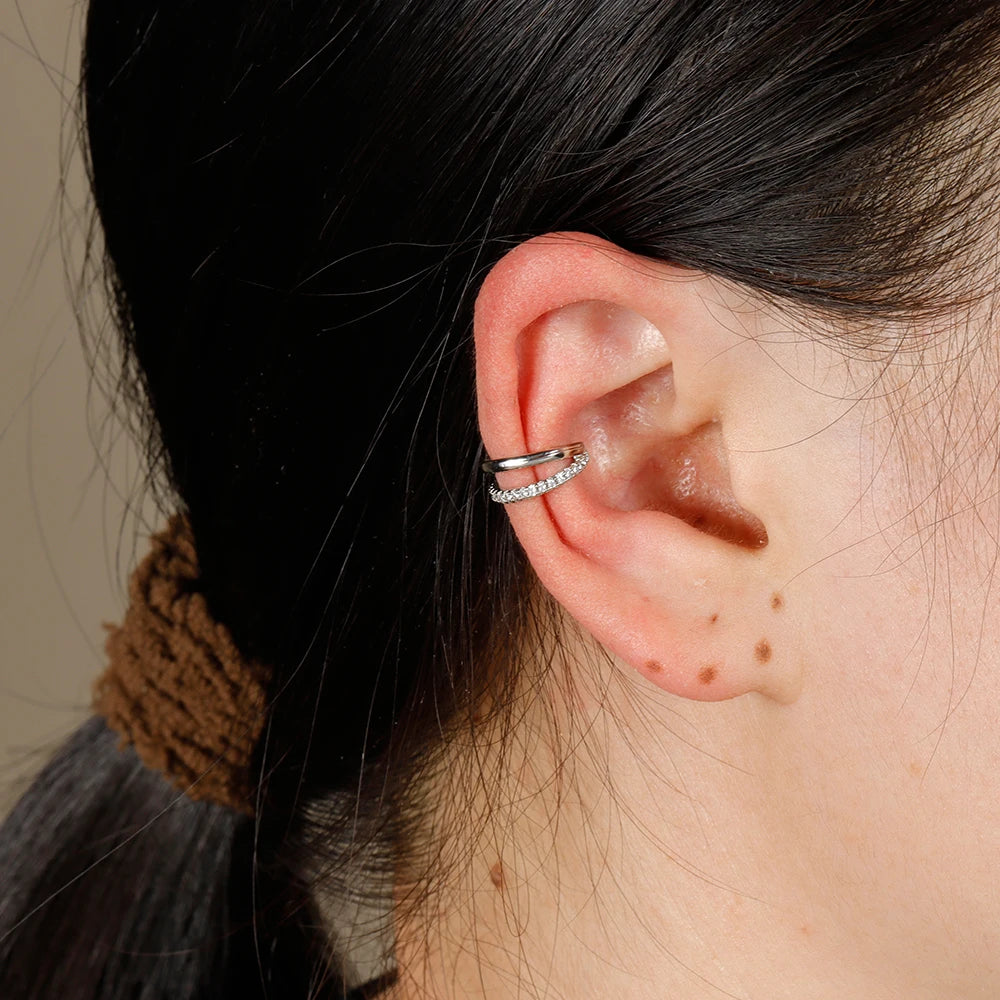 1PC Stainless Steel Zircon Clip Earrings Female Buckle Ear Cuff No Piercings Fake Cartilage Ear for Women Fashion Jewelry