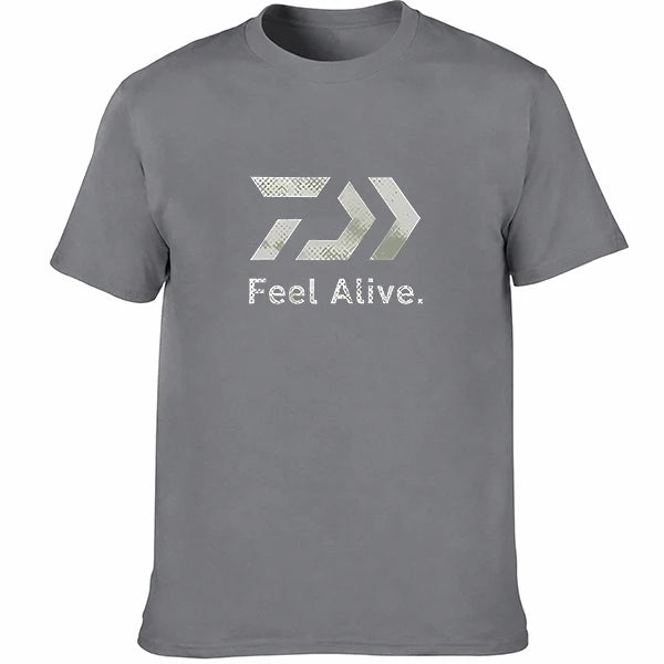 Sport Breathable Graphic T‑Shirt Unisex Men Women Outdoor‑Fishing Letter‑Arrow‑Print Casual Short‑Sleeve Streetwear Tee Tops