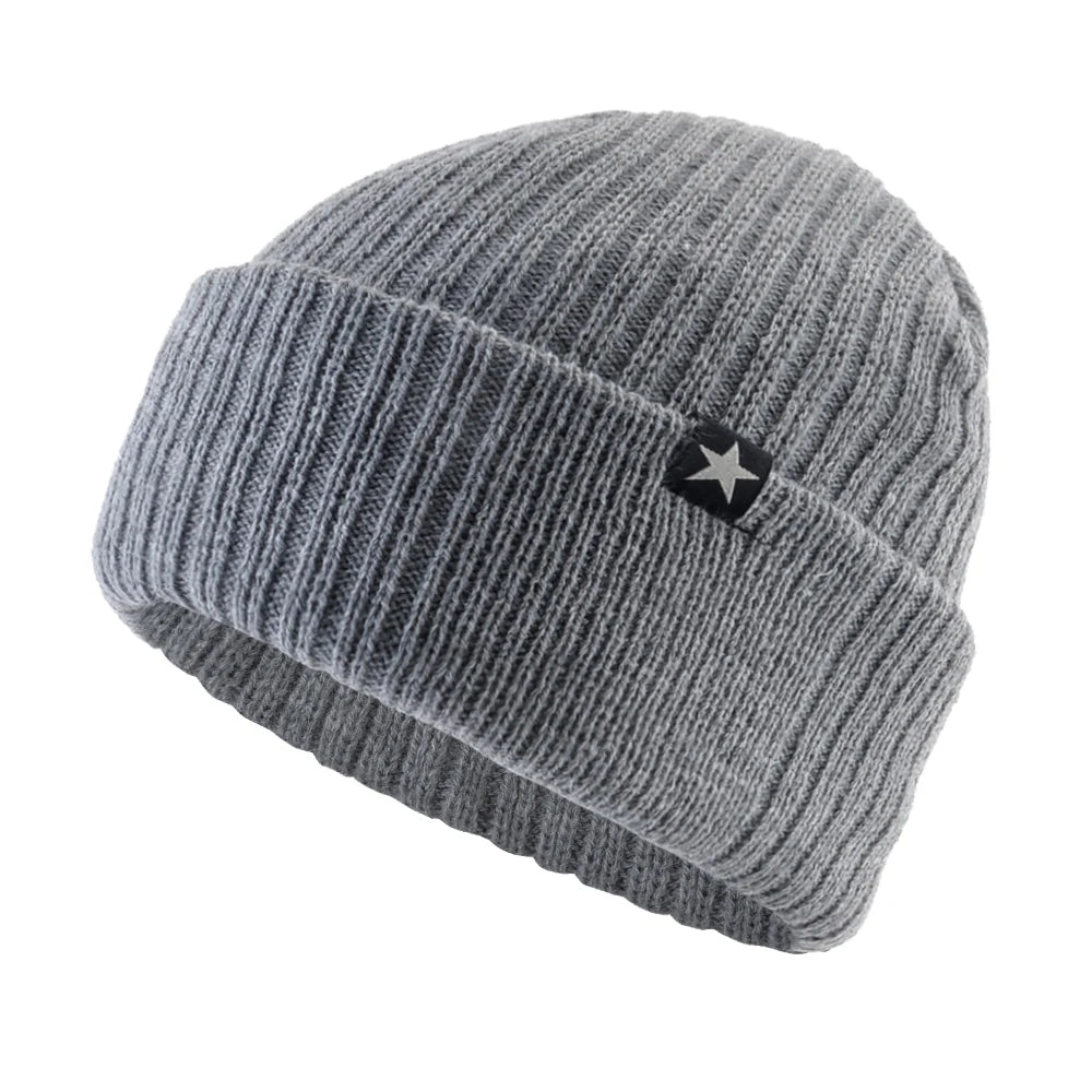 Winter Hats For Men Knitted Wool Solid Color Beanie Hat Men's Warm Skullies Cap Knitting Doulbe Layer Thick Outdoor Ski Bonnet