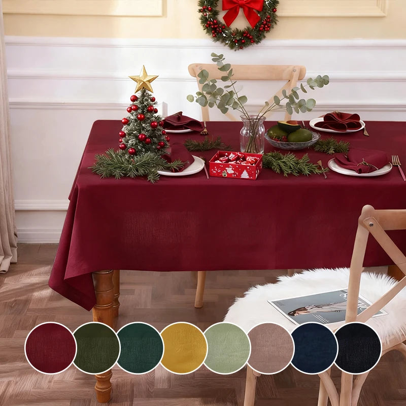 Christmas Solid Color Skin Friendly Breathable Lightweight Washable Reusable Tablecloth for Holiday Parties Banquets Restaurants