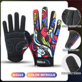 1 pair of graffiti sports bicycle riding gloves, non slip, shock-absorbing, wear-resistant, breathable, suitable for outdoor spo