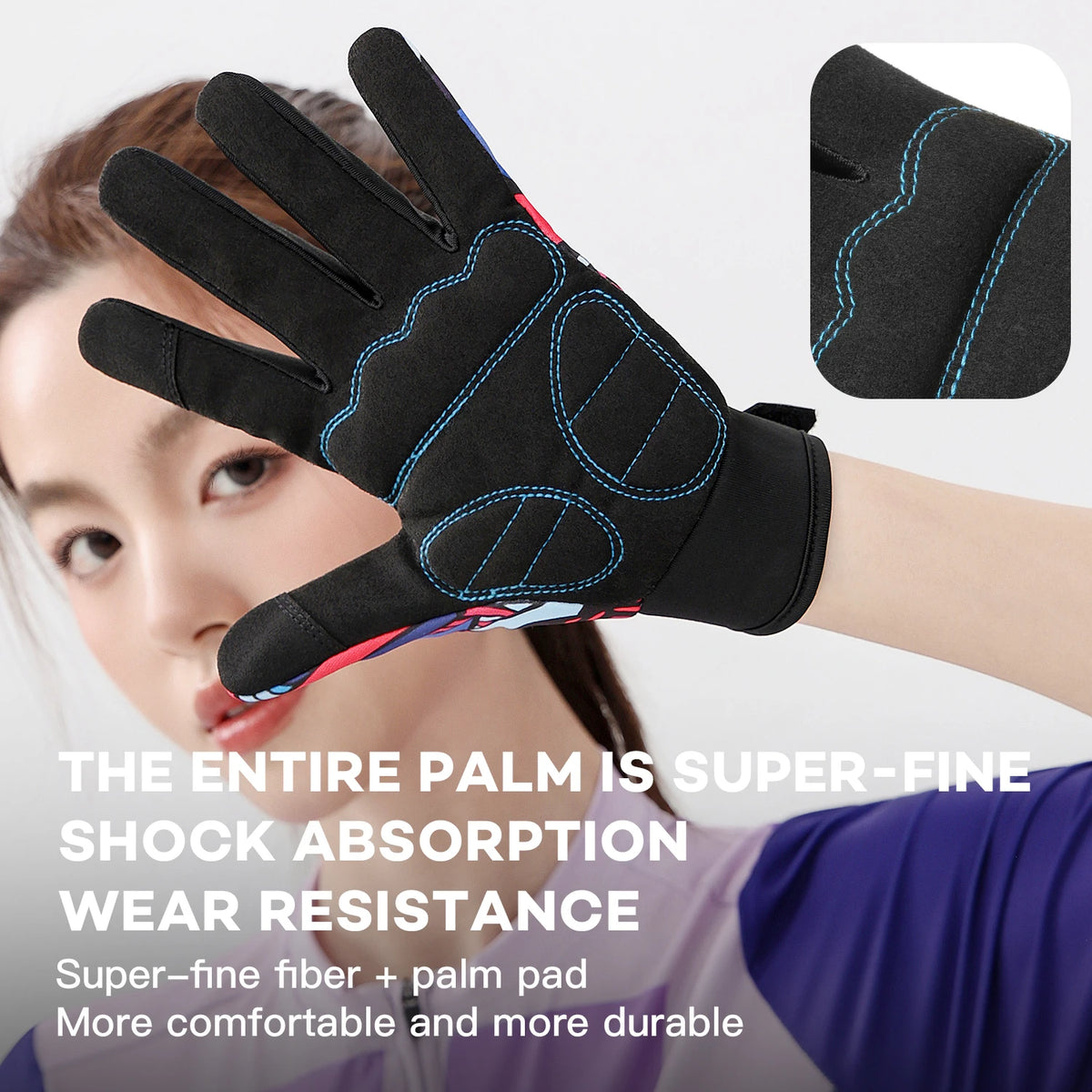 1 pair of graffiti sports bicycle riding gloves, non slip, shock-absorbing, wear-resistant, breathable, suitable for outdoor spo