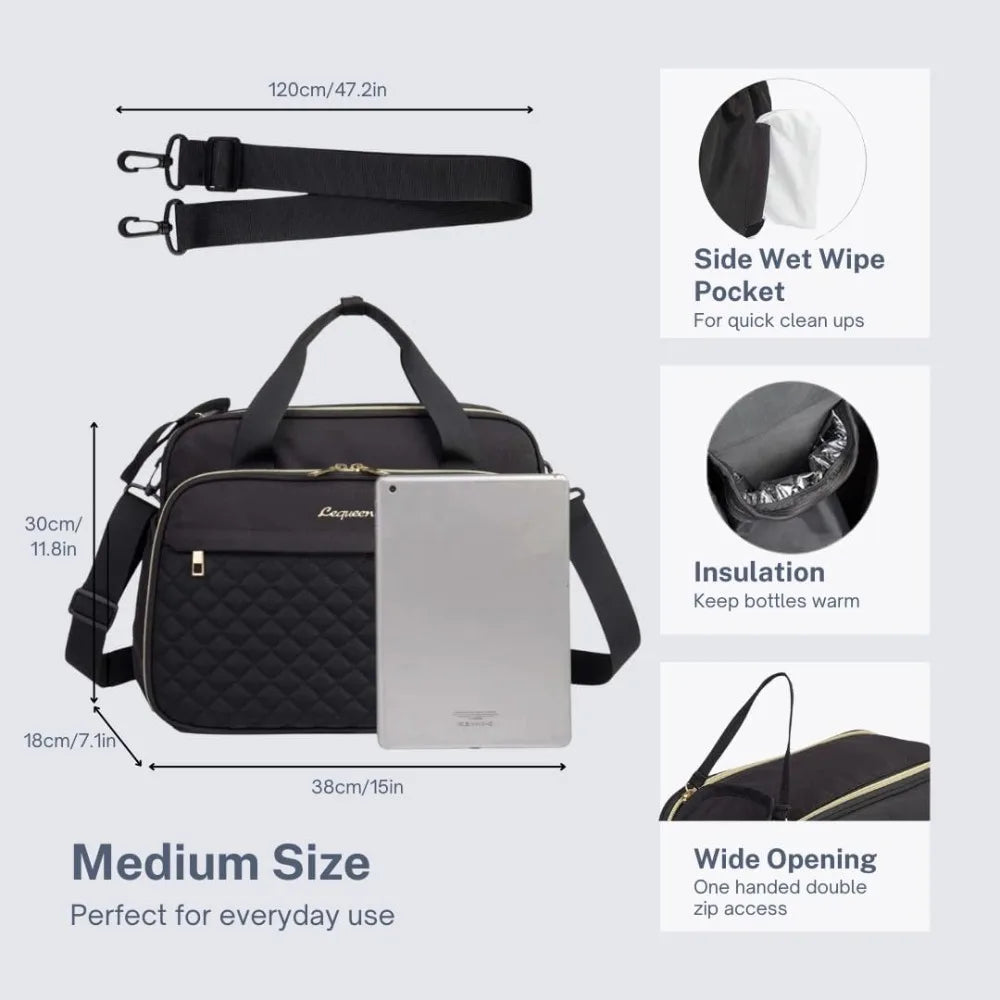 Baby Crossbody Nappy Bag,Baby Diaper Bag Tote,Large Shoulder Wide Opening Travel Messenger Crossbody Bag Mummy Baby Nappy Bag