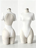 Women's Sports High-Quality Backless Bodysuit Basic Solid Color Comfortable Fit Underwear Open Back Tops & Tees Clothes