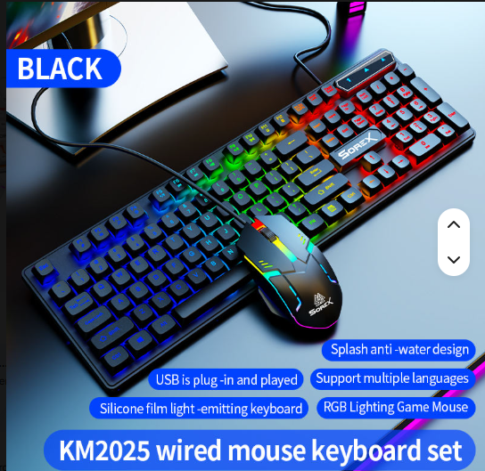 Lightweight 435g Keyboard & Mouse Set – 105 Keys, Colorful Backlit