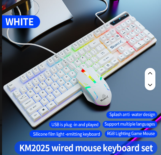 Lightweight 435g Keyboard & Mouse Set – 105 Keys, Colorful Backlit