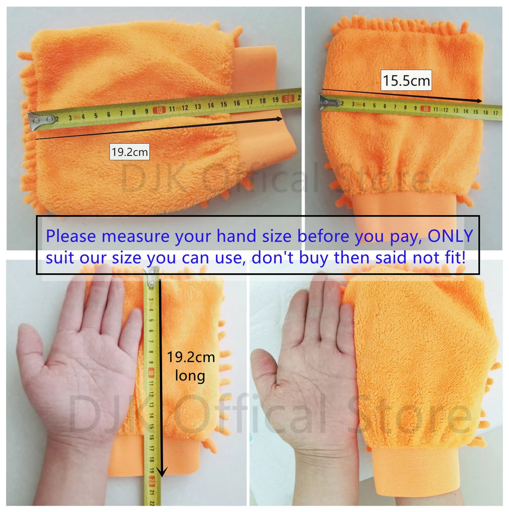 Size M, Car Wash Gloves Chenille Coral Fleece Gloves Washing Wiper Cleaning Towel Auto Dust Washer Mitt Accessories