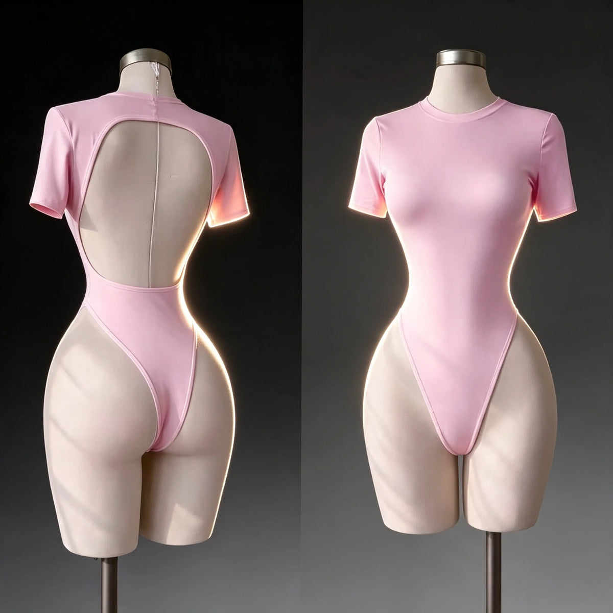 Women's Sports High-Quality Backless Bodysuit Basic Solid Color Comfortable Fit Underwear Open Back Tops & Tees Clothes