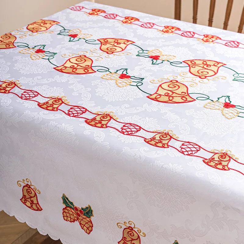 Christmas Decoration Tablecloth Cover Embroidered Jacquard Table Cloths Vintage Holiday Atmosphere Tablecloths Table Decor