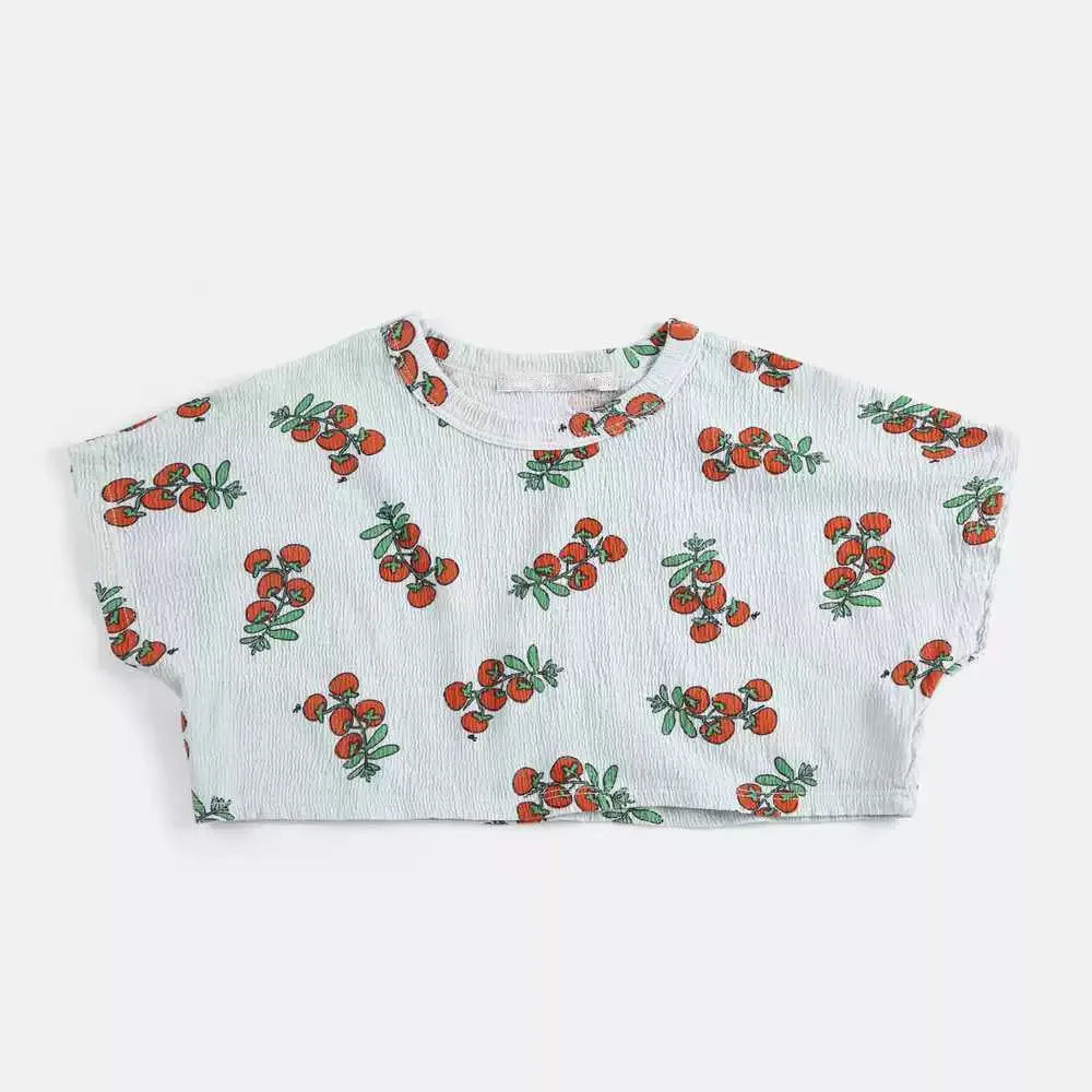 Fashion Girls Dress  Countryside Style Summer Flower Printed Fashion Dresses Baby Kids Skirts Series Outfit Clothing