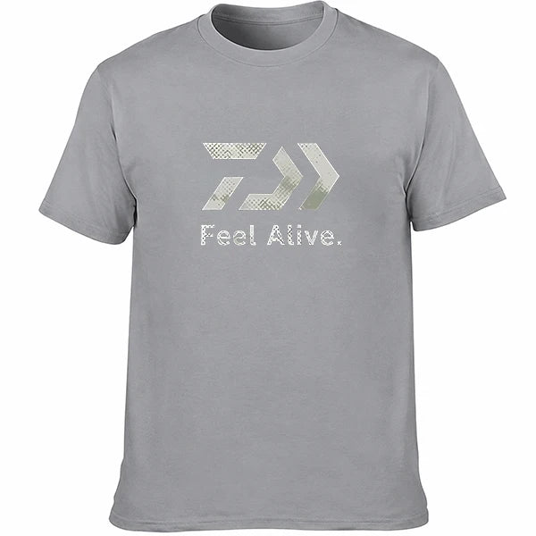 Sport Breathable Graphic T‑Shirt Unisex Men Women Outdoor‑Fishing Letter‑Arrow‑Print Casual Short‑Sleeve Streetwear Tee Tops